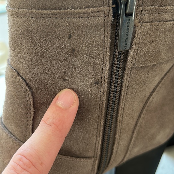 Vince Camuto "Simlee" Soft Tan Suede Leather Buckle Detail Side Zip Ankle Boots - Picture 7 of 16